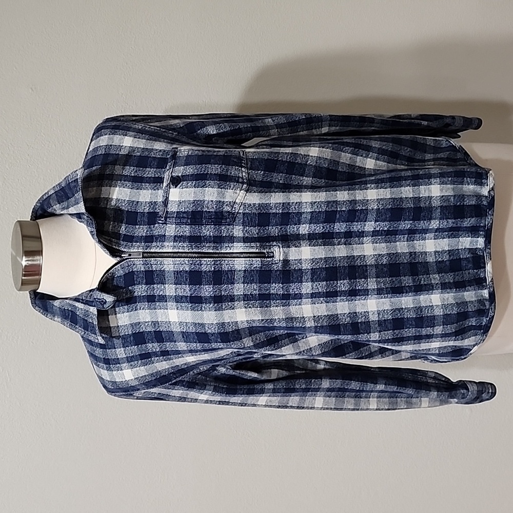 TOAD & CO Bodie Dos 1/4 Zip Plaid Flannel Shirt Women's size Medium
